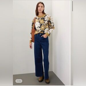 Club Monaco Floral Motif Jacquard Sweater Size S